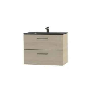 Tiger Badkamermeubel Studio 80cm Naturel Eik/matzwart Met Ronde RVS Greep - Afbeelding 3