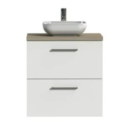 Tiger Badkamermeubel Studio 60cm Hoogglans Wit/witte Waskom Met Vierkante Greep