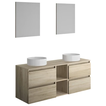 Allibert Badmeubelset Gaya 150 Cm Eik Hamilton Met 2 Porceleinen Waskommen - Afbeelding 2