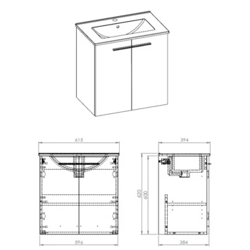 Atlantic Badmeubel Clara 60cm Twee Deuren Hout - Afbeelding 3