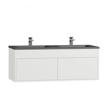 Tiger Helsinki Badkamermeubel 120 Cm Hoogglans Wit Met Wastafel Polybeton Zwart