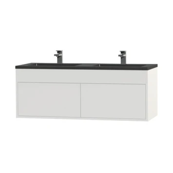 Tiger Helsinki Badkamermeubel 120 Cm Hoogglans Wit Met Wastafel Polybeton Zwart - Afbeelding 3