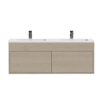 Tiger Helsinki Badkamermeubel 120 Cm Naturel Eiken Met Wastafel Polybeton Hoogglans Wit - Afbeelding 2