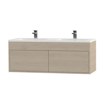 Tiger Helsinki Badkamermeubel 120 Cm Naturel Eiken Met Wastafel Polybeton Hoogglans Wit - Afbeelding 3