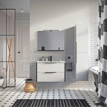 Atlantic Badmeubelset Aria met Spiegel En Witte wastafel 80cm Mat Wit - Afbeelding 2