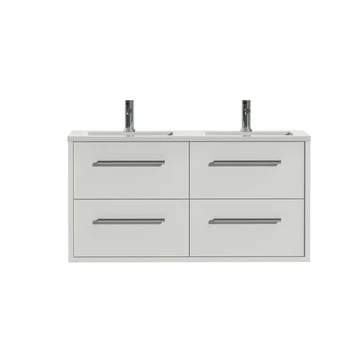 Tiger Boston Badkamermeubel 120cm Hoogglans Wit Met Dubbele Witte Wastafel