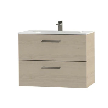 Tiger Badkamermeubel Studio 80cm Naturel Eik/wit Met Ronde RVS Greep - Afbeelding 3