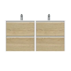 Alternative view of Tiger Reverse Meubelset 2x60 Cm Met 4 Lades Naturel Eik / Mat Wit Inclusief Oval Wastafel Mat Wit