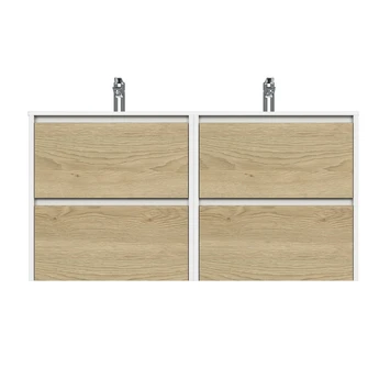 Tiger Reverse Meubelset 2x60 Cm Met 4 Lades Naturel Eik / Mat Wit Inclusief Oval Wastafel Mat Wit 4 Tiger Reverse Meubelset 2x60 Cm Met 4 Lades Naturel Eik / Mat Wit Inclusief Oval Wastafel Mat Wit - Afbeelding 2