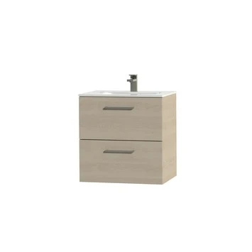 Tiger Badkamermeubel Studio 60cm Naturel Eik/wit Met RVS Greep - Afbeelding 3