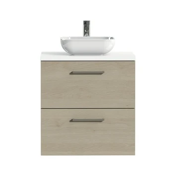 Tiger Badkamermeubel Studio 60cm Naturel Eik/witte Waskom Met Vierkante Greep