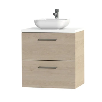 Tiger Badkamermeubel Studio 60cm Naturel Eik/witte Waskom Met Vierkante Greep - Afbeelding 3