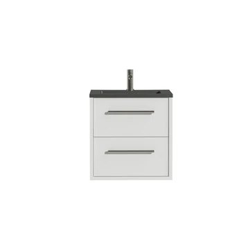 Tiger Badkamermeubel Boston 60cm Hoogglans Wit/matzwart Met RVS Grepen