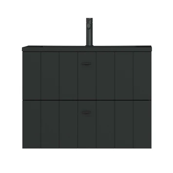 Tiger Maryport Badkamermeubelset 80 Cm Mat Zwart Met Matzwarte Polybeton Wastafel En Matzwarte Grepen - Afbeelding 4