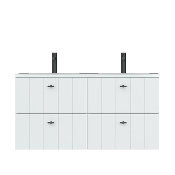 Tiger Maryport Badkamermeubelset 120 Cm Mat Wit Met Wit Glanzende Polybeton Wastafel En Matzwarte Grepen - Afbeelding 2