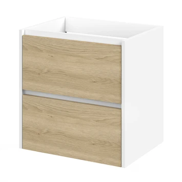 Tiger Reverse Meubelset 60 Cm Met 2 Lades Naturel Eik / Mat Wit Inclusief Oval Wastafel Hoogglans Wit - Afbeelding 5