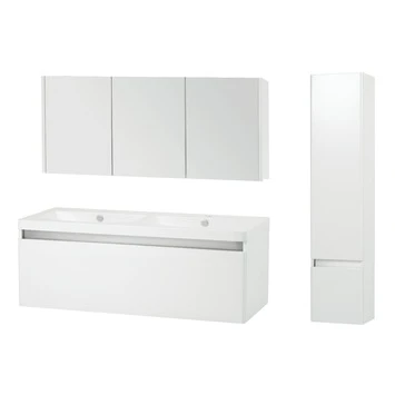 Stripe Badkamermeubelset Hoogglans Wit 120 Cm Exclusief Kolomkast