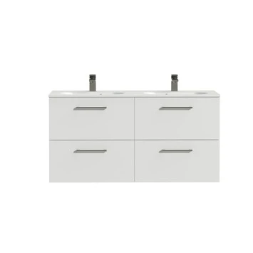 Tiger Badkamermeubel Studio 120cm Hoogglans Wit/matwit Ronde RVS Greep