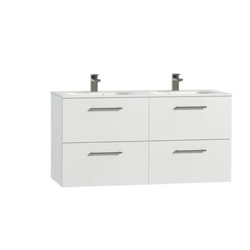 Tiger Badkamermeubel Studio 120cm Hoogglans Wit/matwit Ronde RVS Greep - Afbeelding 2