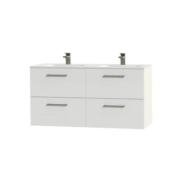 Tiger Badkamermeubel Studio 120cm Hoogglans Wit/matwit Ronde RVS Greep - Afbeelding 3