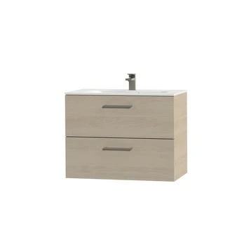 Tiger Badkamermeubel Studio 80cm Naturel Eik/matwit Met RVS Greep - Afbeelding 3