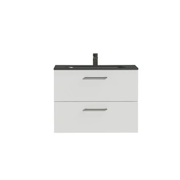 Tiger Badkamermeubel Studio 80cm Hoogglans Wit/matzwart Met Ronde RVS Greep - Afbeelding 2