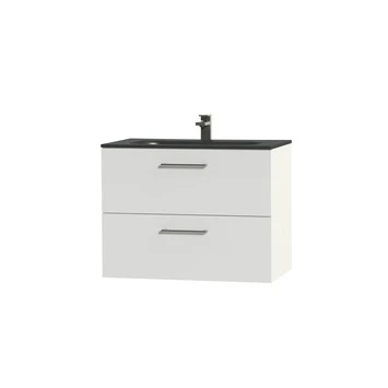 Tiger Badkamermeubel Studio 80cm Hoogglans Wit/matzwart Met Ronde RVS Greep - Afbeelding 3