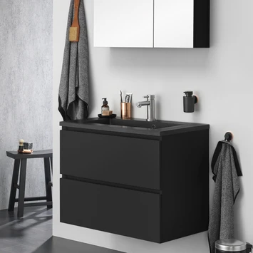 Tiger Badkamermeubelset Karlo 80cm Matzwart Met Zwarte Wastafel - Afbeelding 6