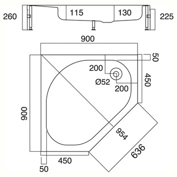 Sealskin Douchebak Optimo 5-hoek Hoekinstap Opbouw 90x90x26 Cm - Afbeelding 2