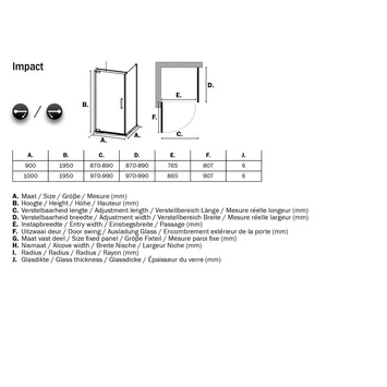 Sealskin Douchecabine Met Swingdeur Impact 90x195 Cm Chroom - Afbeelding 2