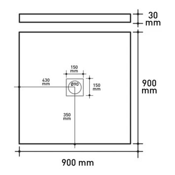 Van Marcke Krypton Douchebak In Polybeton Steenimitatie Crème 90x90 - Afbeelding 2
