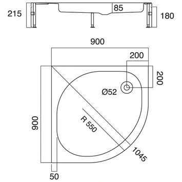 Sealskin Douchebak Optimo Kwartrond Opbouw 90x90x21.5 Cm - Afbeelding 2