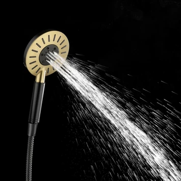 Tiger Regendoucheset Akcent Zwart/messing Incl Kraan En Handdouche Met 3 Straalstanden - Afbeelding 4