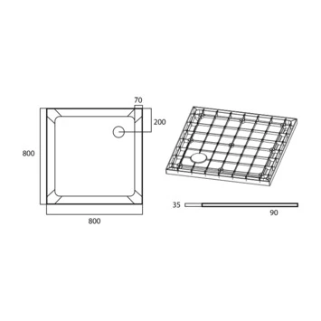 Van Marcke Helion Douchebak In Kunststofcomposiet Wit 80x80 - Afbeelding 2