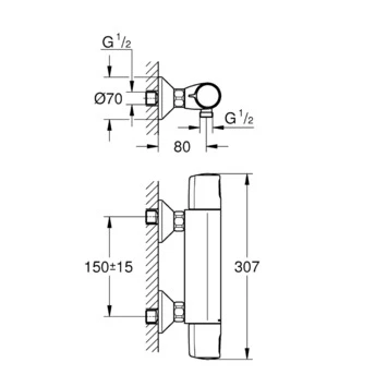 Grohe Thermostatische Douchekraan Precision Trend New Chroom 15 Cm - Afbeelding 2