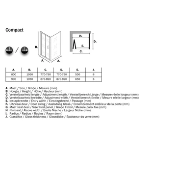 Sealskin Douchecabine Met Vouwdeur Compact 80x195 Cm Chroom - Afbeelding 5