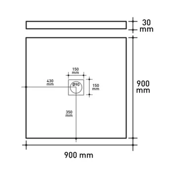 Van Marcke Krypton Douchebak In Polybeton Steenimitatie Wit 90x90 - Afbeelding 2