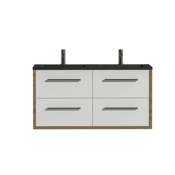 Tiger Badkamermeubel Boston 120cm Chalet Eik/matzwart Met Grepen RVS