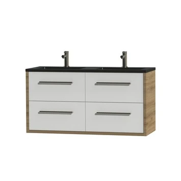 Tiger Badkamermeubel Boston 120cm Chalet Eik/matzwart Met Grepen RVS - Afbeelding 3