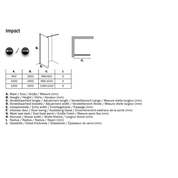 Sealskin Inloopdouche Impact A3 90x195 Cm Chroom - Afbeelding 2
