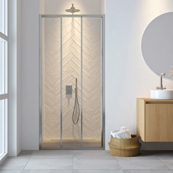 Sealskin Hooked Driedelige Schuifdeur 85x200 Cm, 6 Mm Helder Veiligheidsglas Met Antikalklaag Zilver Hoogglans