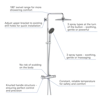Grohe Douchesysteem Vitalio Joy 260 Cooltouch Met Thermostaatkraan Quickfix Chroom - Afbeelding 4
