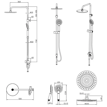 Tiger Regendoucheset Akcent Zwart Messing - Afbeelding 8