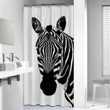 Sealskin Douchegordijn Zebra 180x200cm Zwart/wit - Afbeelding 2