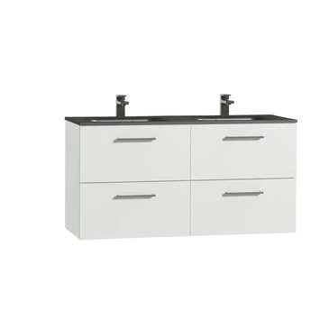 Tiger Badkamermeubel Studio 120cm Hoogglans Wit/matzwart Met RVS Greep