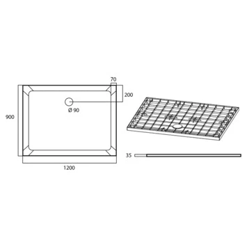 Van Marcke Helion Douchebak In Kunststofcomposiet Wit 120x90 - Afbeelding 2