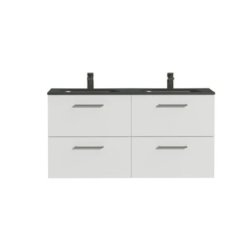 Tiger Badkamermeubel Studio 120cm Hoogglans Wit/matzwart Met RVS Greep - Afbeelding 2