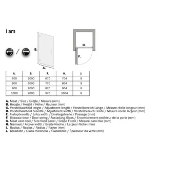 Sealskin Swingdeur Voor Nis I AM 200x90 Cm RVS - Afbeelding 6