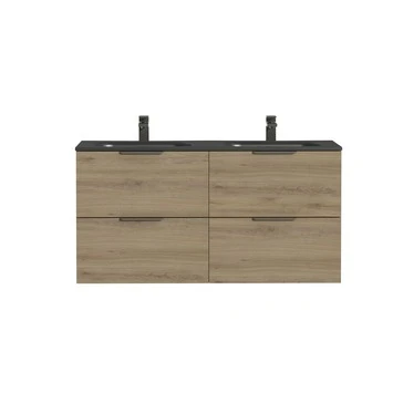 Tiger Badkamermeubel Studio 120cm Chalet Eik/matzwart Met Platte RVS Greep - Afbeelding 2