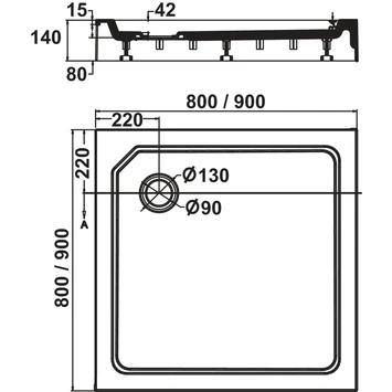 Sealskin Douchebak Fusion Vierkant Opbouw 80x80x14 Cm Wit - Afbeelding 2